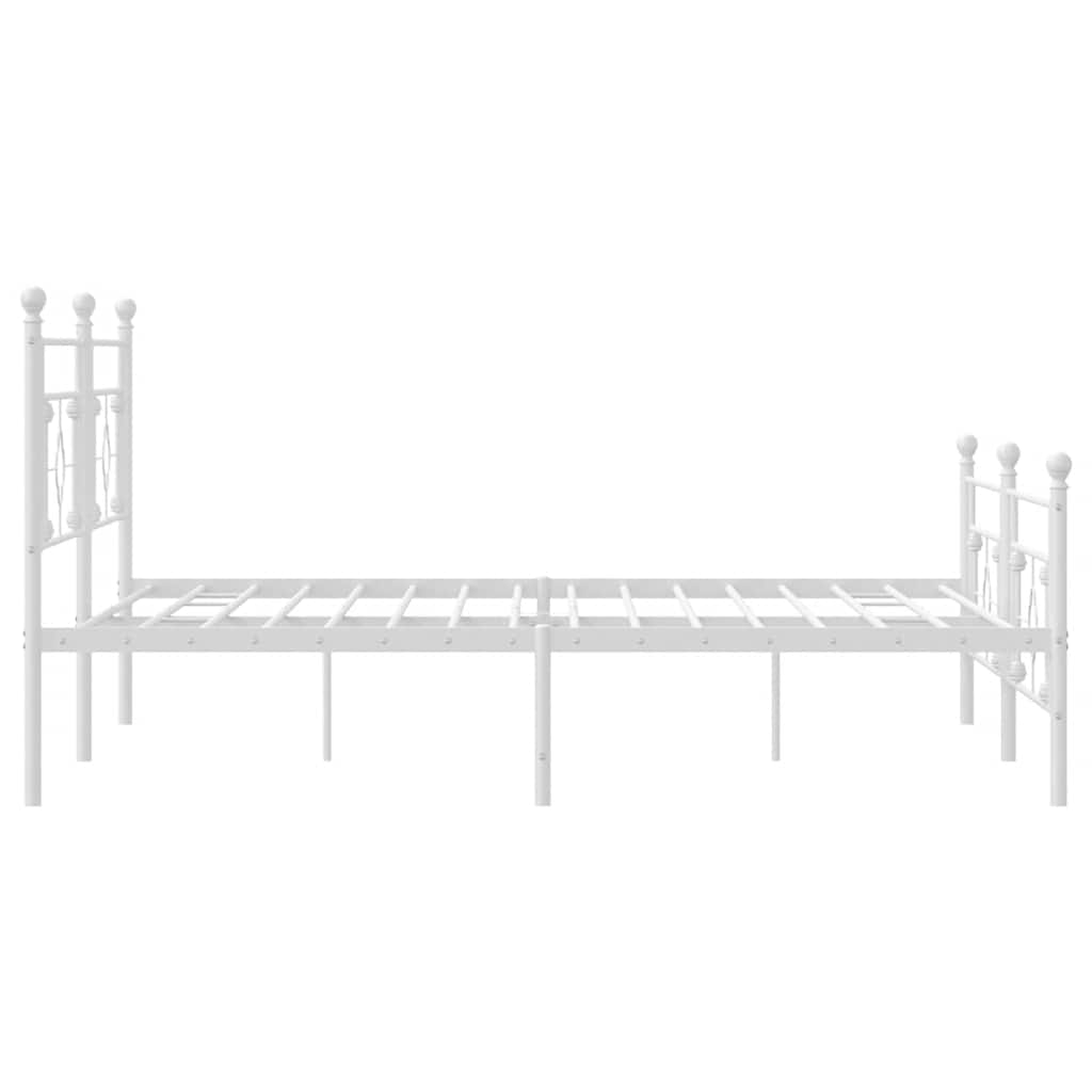 vidaXL Metal Bed Frame without Mattress with Footboard White 193x203cm