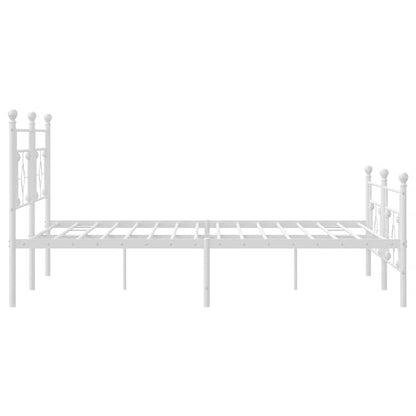 vidaXL Metal Bed Frame without Mattress with Footboard White 193x203cm