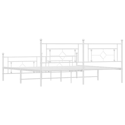 vidaXL Metal Bed Frame without Mattress with Footboard White 193x203cm