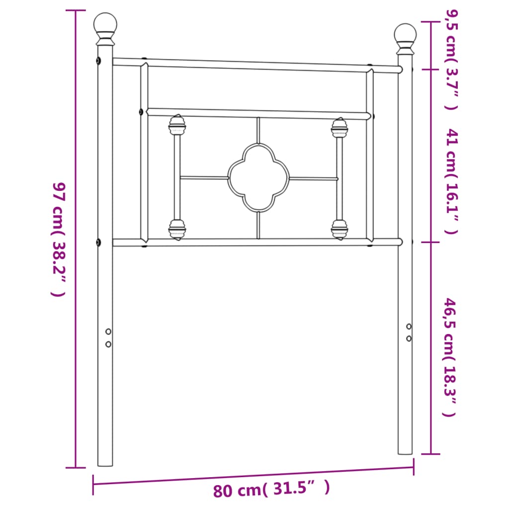vidaXL Metal Replace Headboard White 75 cm