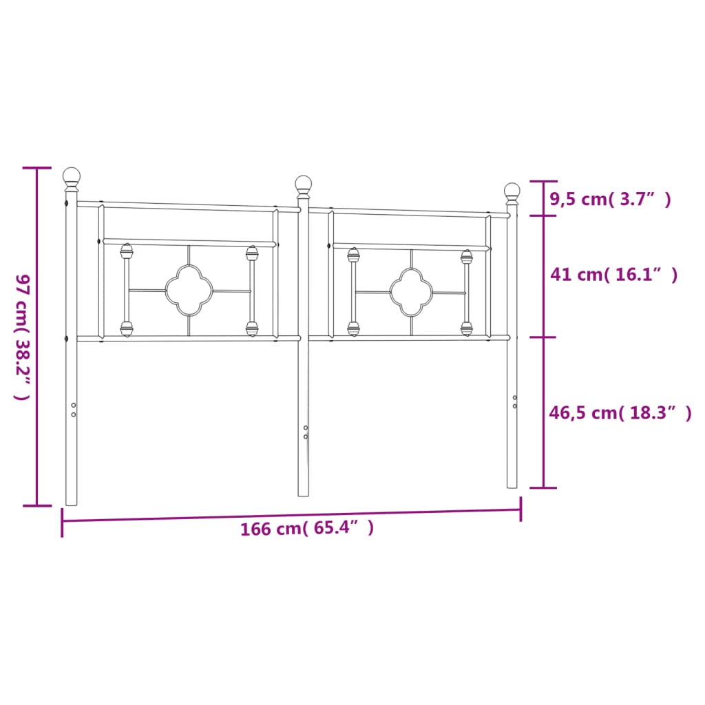 vidaXL Metal Replace Headboard White 160 cm