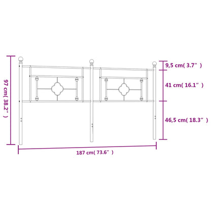 vidaXL Metal Replace Headboard White 180 cm