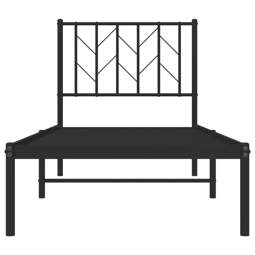 vidaXL Metal Bed Frame without Mattress with Headboard Black 75x190cm