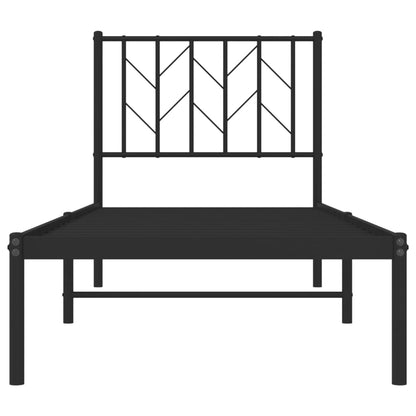 vidaXL Metal Bed Frame without Mattress with Headboard Black 75x190cm