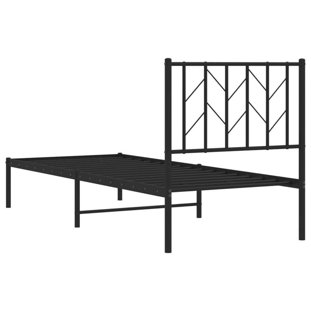vidaXL Metal Bed Frame without Mattress with Headboard Black 75x190cm