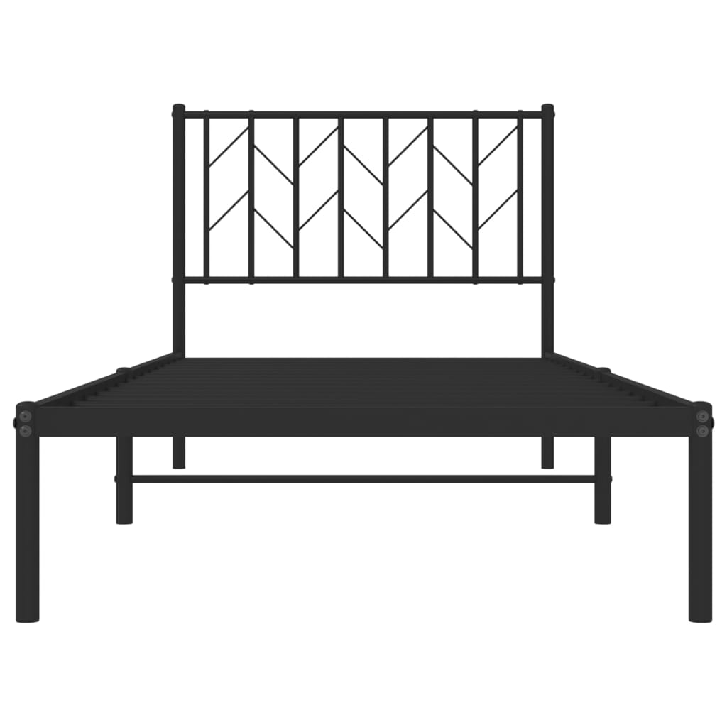 vidaXL Metal Bed Frame without Mattress with Headboard Black 90x190cm