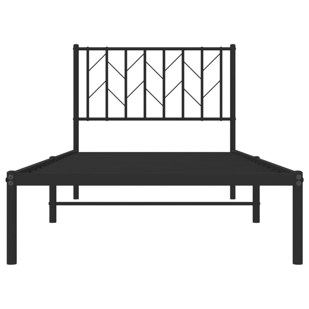 vidaXL Metal Bed Frame without Mattress with Headboard Black 90x200cm