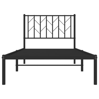 vidaXL Metal Bed Frame without Mattress with Headboard Black 90x200cm