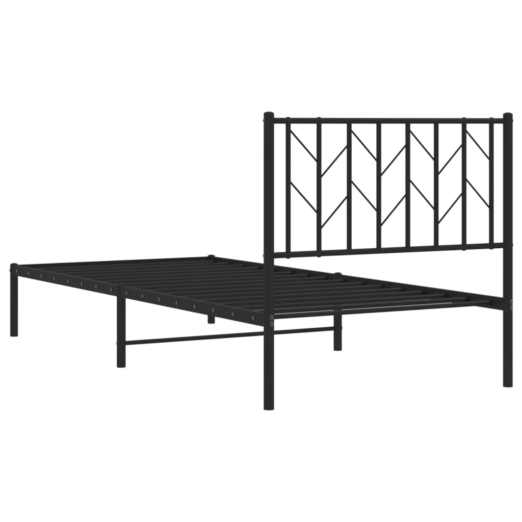 vidaXL Metal Bed Frame without Mattress with Headboard Black 90x200cm
