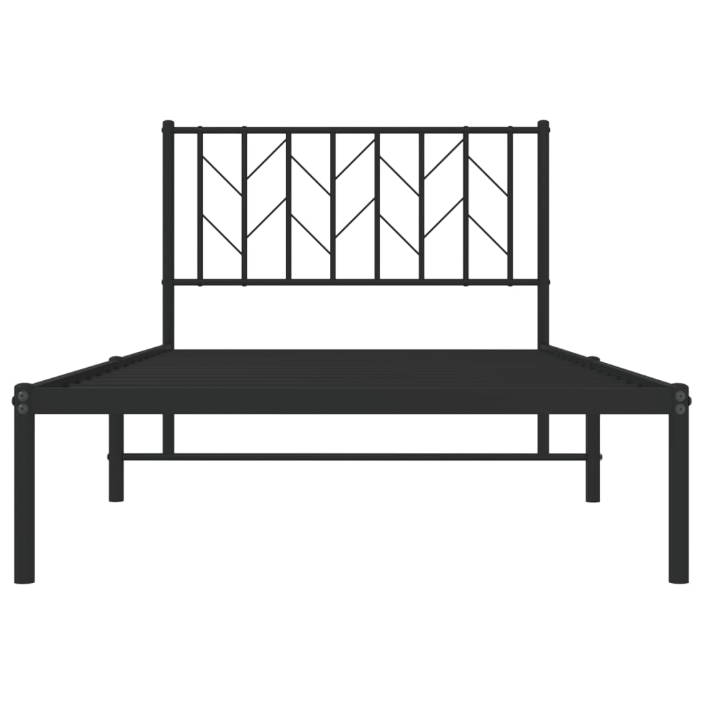 vidaXL Metal Bed Frame without Mattress with Headboard Black 100x190cm