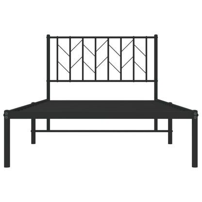 vidaXL Metal Bed Frame without Mattress with Headboard Black 100x190cm