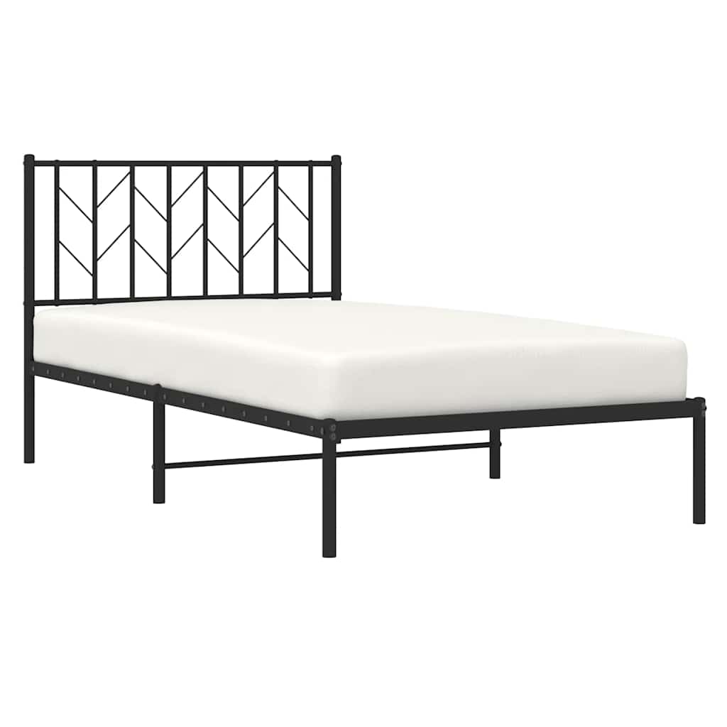 vidaXL Metal Bed Frame without Mattress with Headboard Black 100x200cm