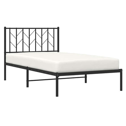 vidaXL Metal Bed Frame without Mattress with Headboard Black 100x200cm