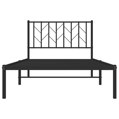 vidaXL Metal Bed Frame without Mattress with Headboard Black 100x200cm