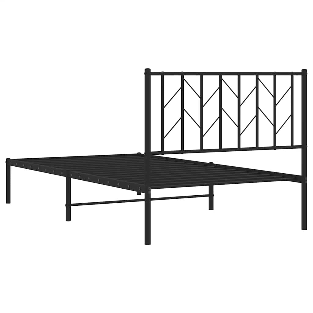 vidaXL Metal Bed Frame without Mattress with Headboard Black 100x200cm