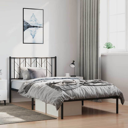 vidaXL Metal Bed Frame without Mattress with Headboard Black 100x200cm