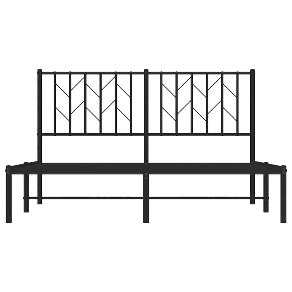 vidaXL Metal Bed Frame without Mattress with Headboard Black 140x190cm