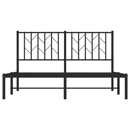 vidaXL Metal Bed Frame without Mattress with Headboard Black 140x190cm