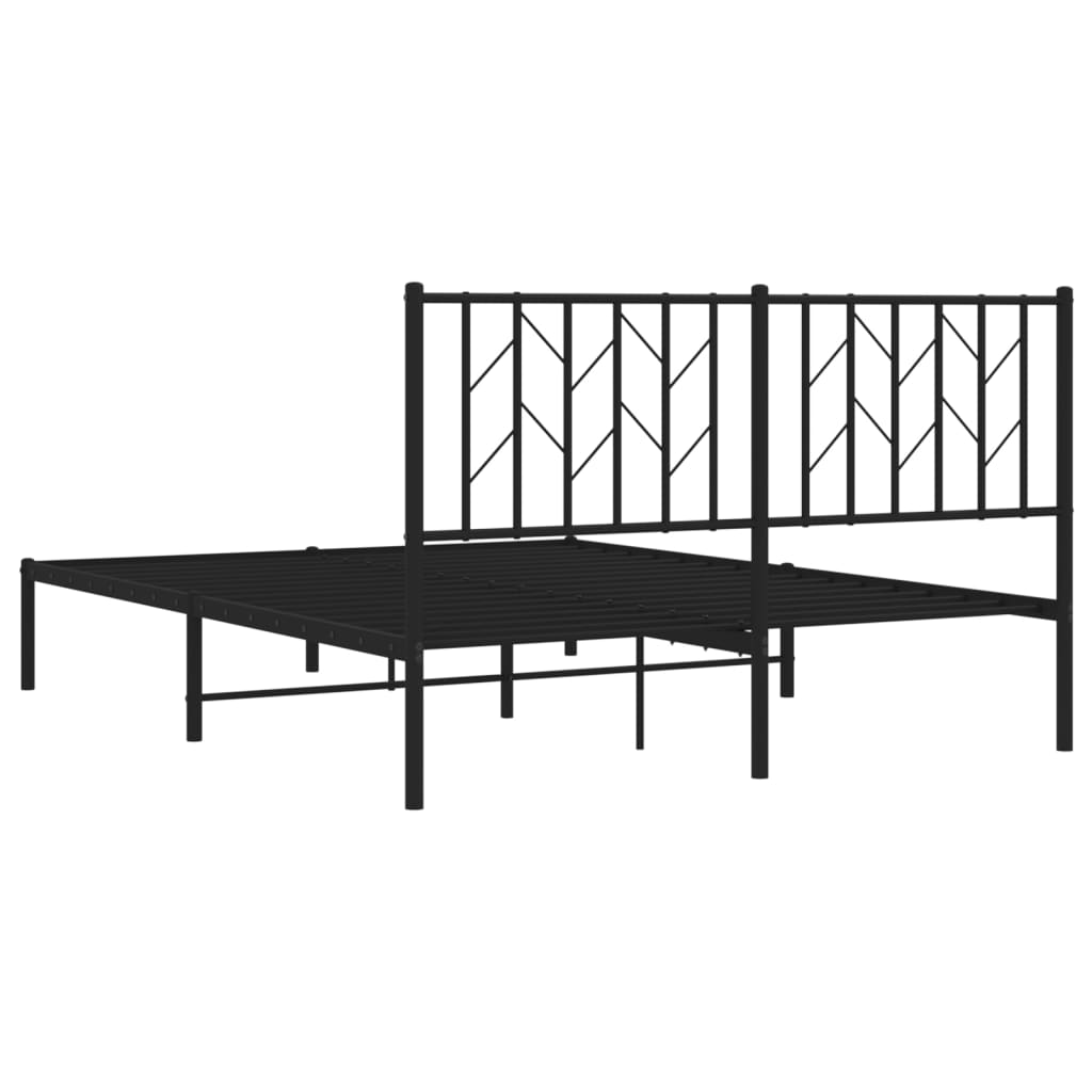 vidaXL Metal Bed Frame without Mattress with Headboard Black 140x190cm