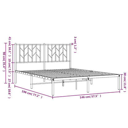 vidaXL Metal Bed Frame without Mattress with Headboard Black 140x190cm