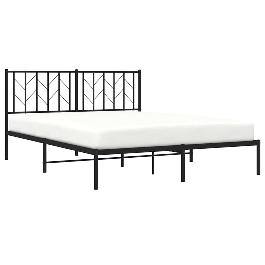 vidaXL Metal Bed Frame without Mattress with Headboard Black 150x200cm