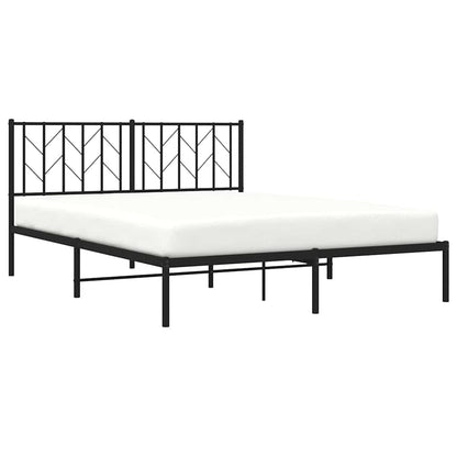 vidaXL Metal Bed Frame without Mattress with Headboard Black 150x200cm