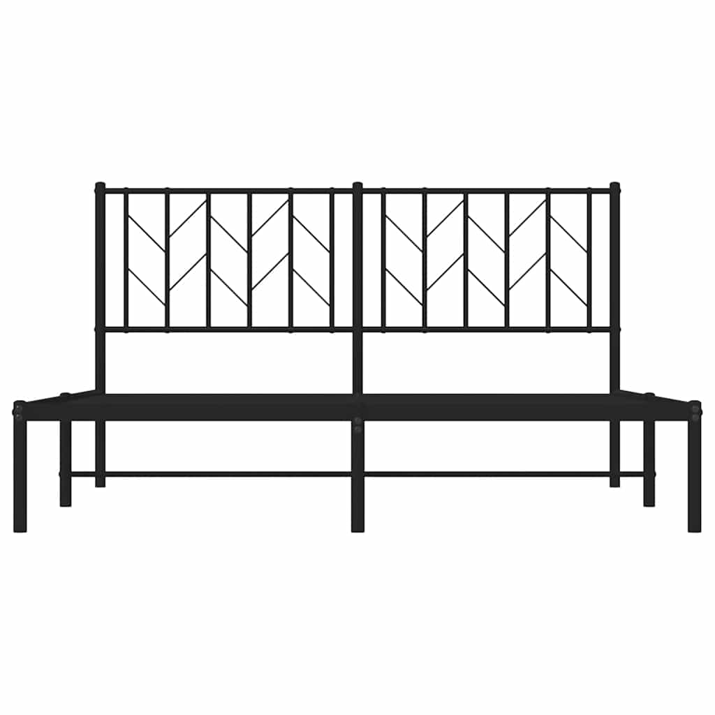 vidaXL Metal Bed Frame without Mattress with Headboard Black 150x200cm