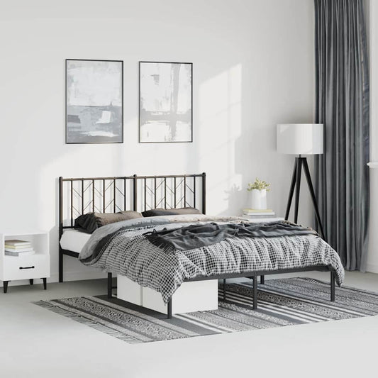 vidaXL Metal Bed Frame without Mattress with Headboard Black 150x200cm