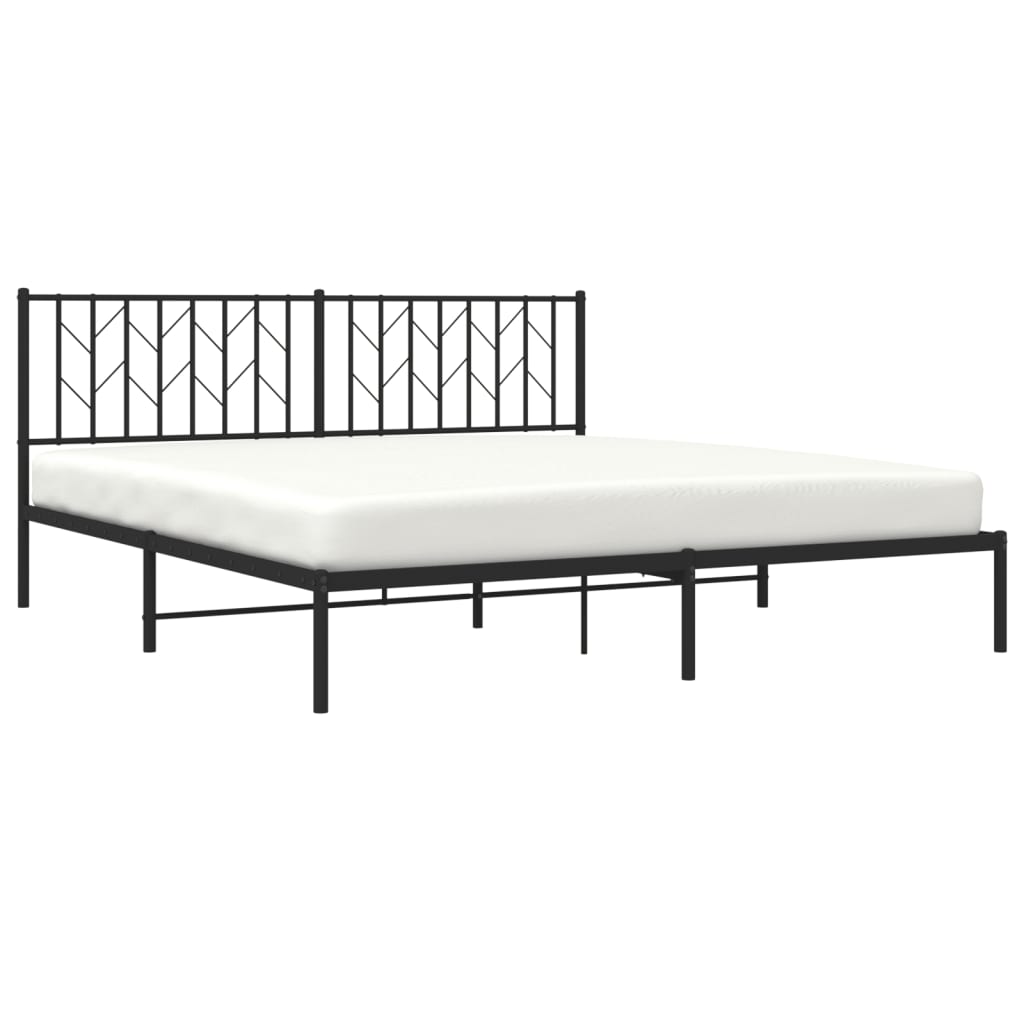 vidaXL Metal Bed Frame without Mattress with Headboard Black 180x200cm