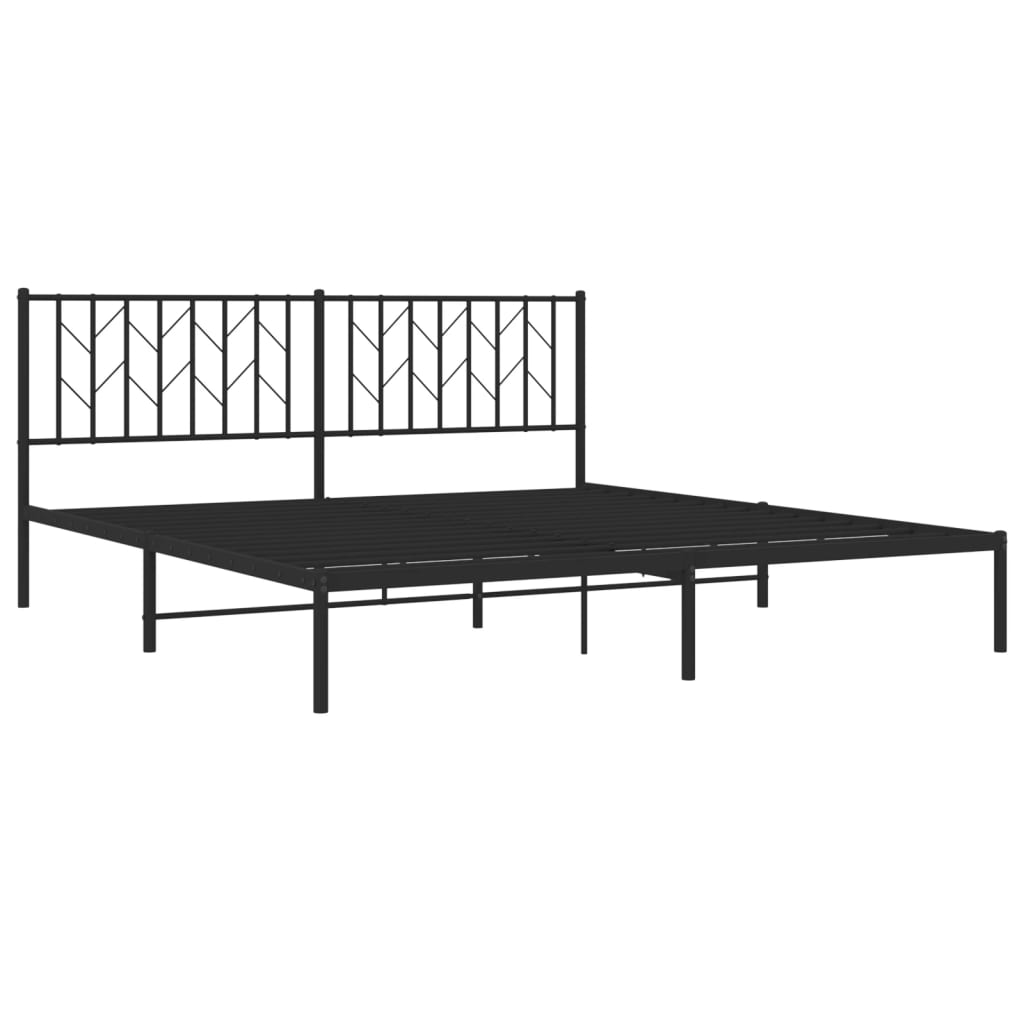 vidaXL Metal Bed Frame without Mattress with Headboard Black 180x200cm