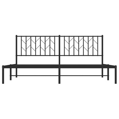 vidaXL Metal Bed Frame without Mattress with Headboard Black 180x200cm