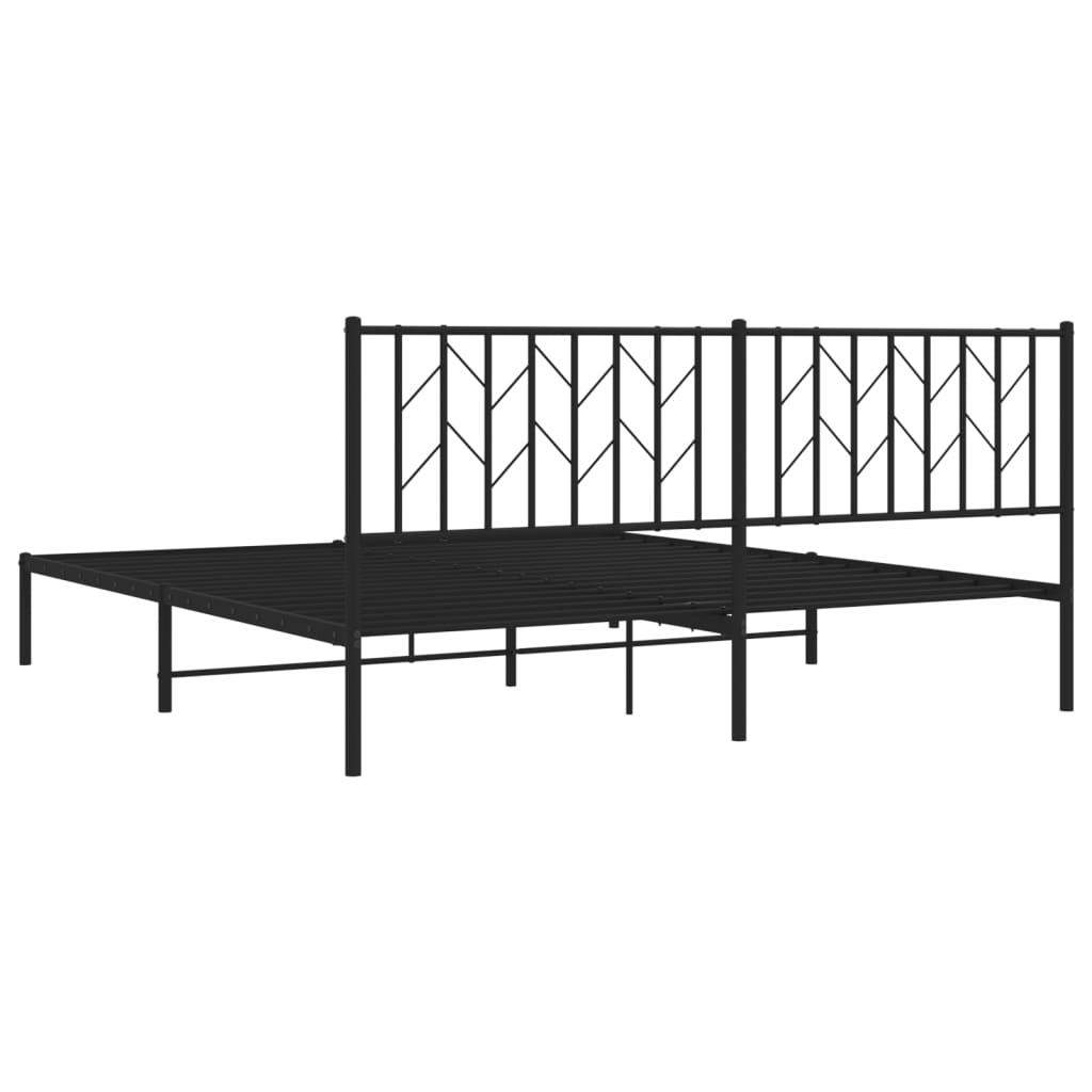 vidaXL Metal Bed Frame without Mattress with Headboard Black 180x200cm