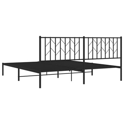 vidaXL Metal Bed Frame without Mattress with Headboard Black 180x200cm