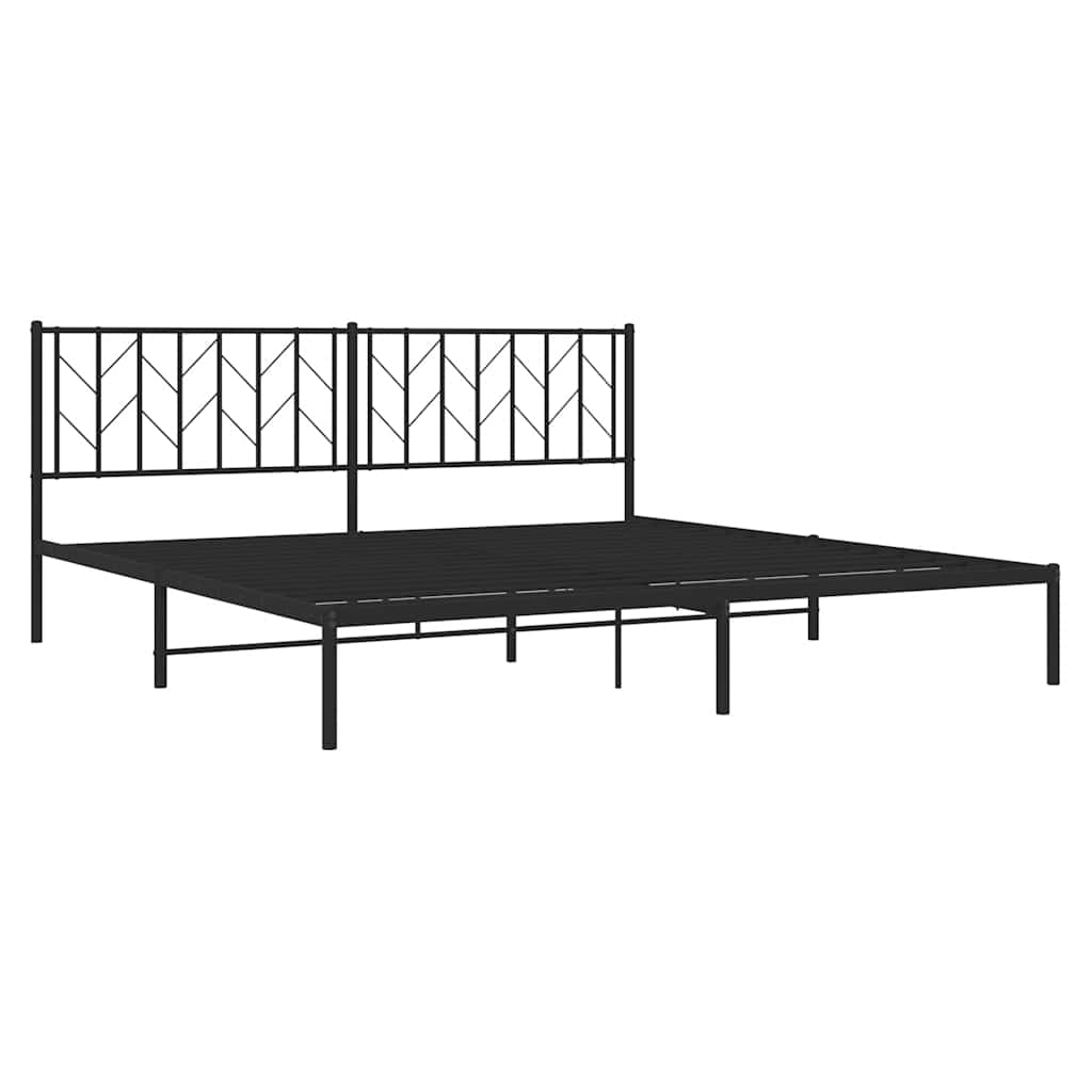 vidaXL Metal Bed Frame without Mattress with Headboard Black 193x203cm