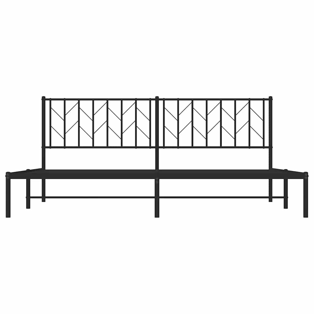 vidaXL Metal Bed Frame without Mattress with Headboard Black 193x203cm