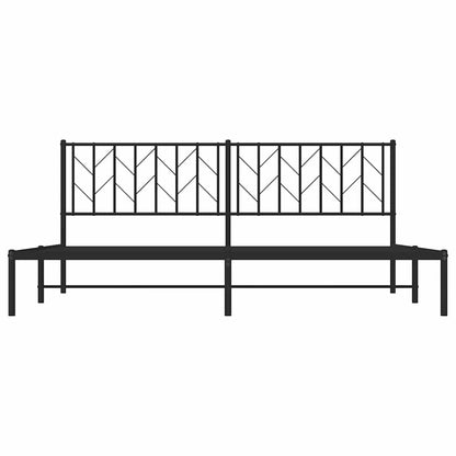 vidaXL Metal Bed Frame without Mattress with Headboard Black 193x203cm