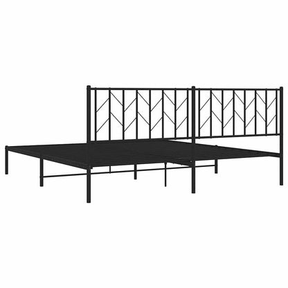 vidaXL Metal Bed Frame without Mattress with Headboard Black 193x203cm