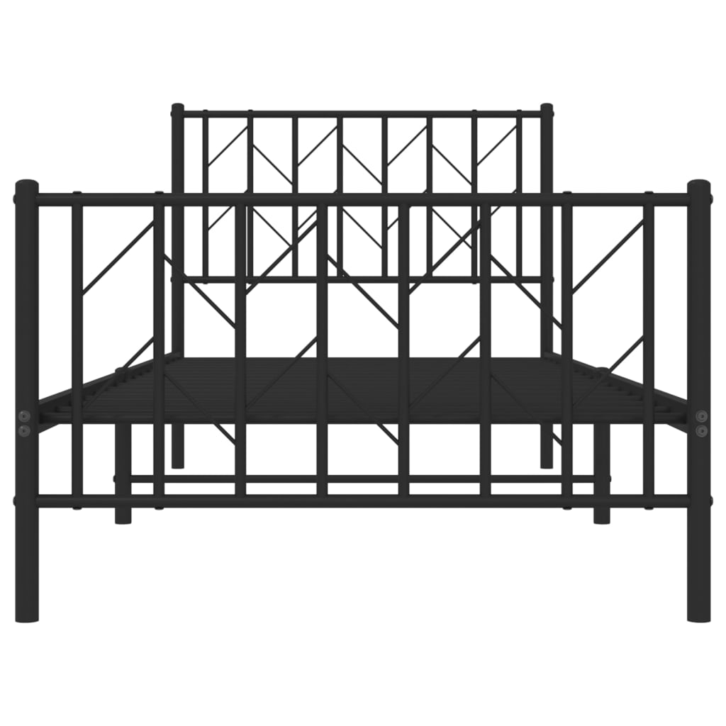 vidaXL Metal Bed Frame without Mattress with Footboard Black 90x200cm
