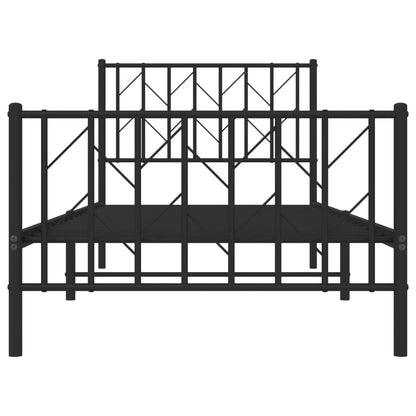 vidaXL Metal Bed Frame without Mattress with Footboard Black 90x200cm