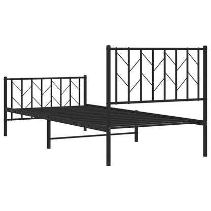 vidaXL Metal Bed Frame without Mattress with Footboard Black 90x200cm