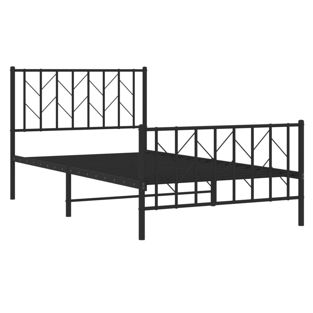 vidaXL Metal Bed Frame without Mattress with Footboard Black 100x190cm