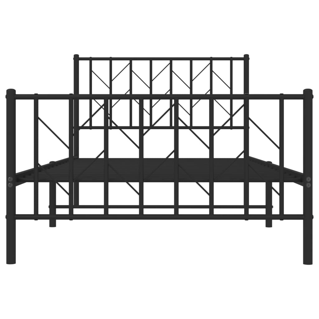 vidaXL Metal Bed Frame without Mattress with Footboard Black 100x190cm