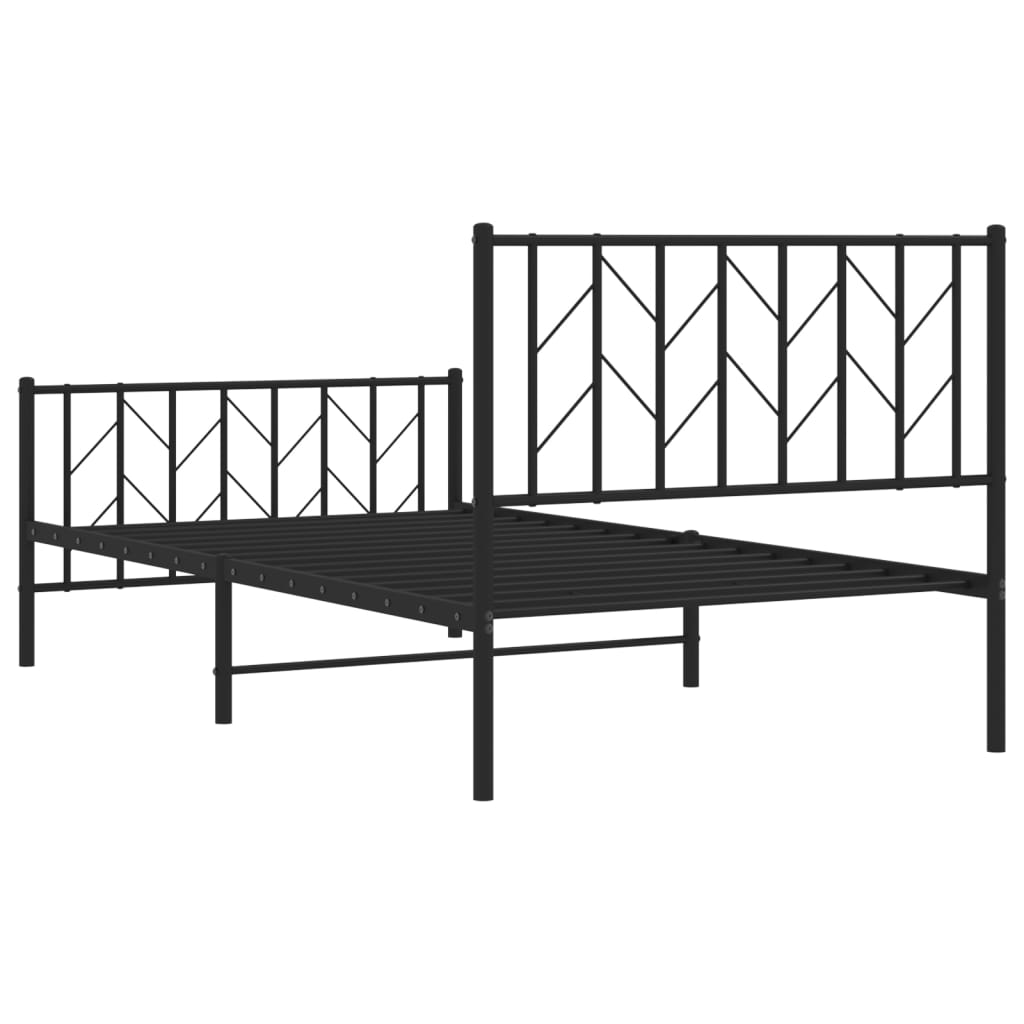 vidaXL Metal Bed Frame without Mattress with Footboard Black 100x190cm