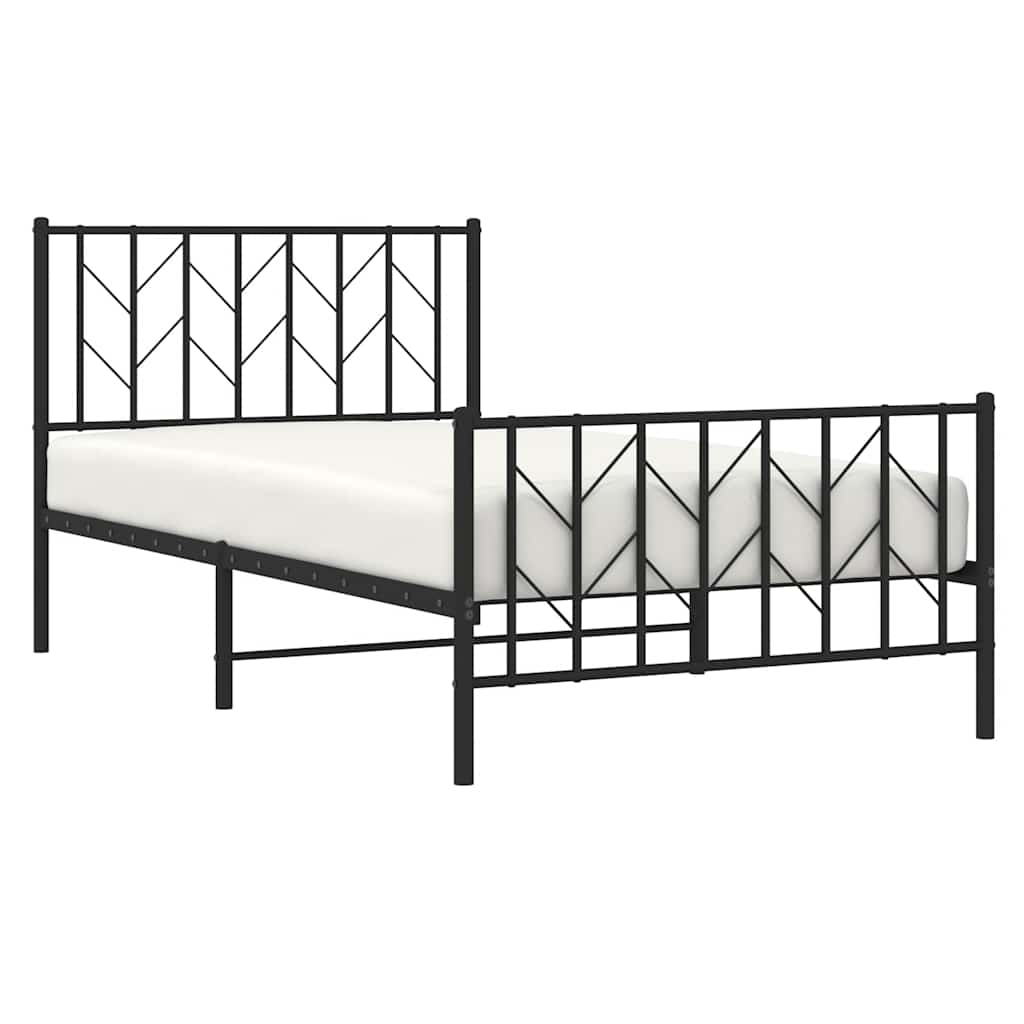 vidaXL Metal Bed Frame without Mattress with Footboard Black 100x200cm
