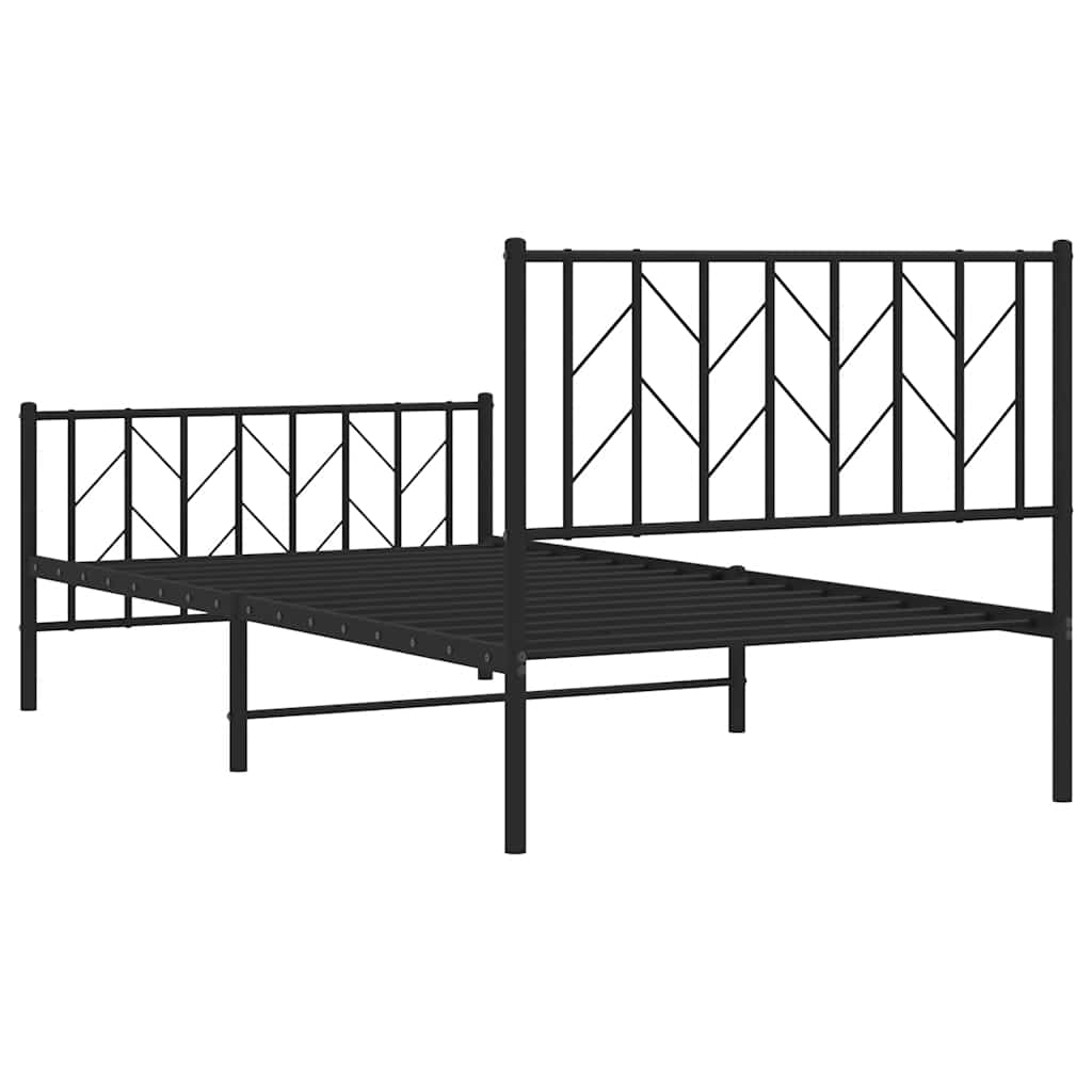 vidaXL Metal Bed Frame without Mattress with Footboard Black 100x200cm