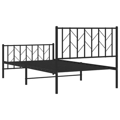 vidaXL Metal Bed Frame without Mattress with Footboard Black 100x200cm