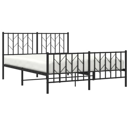 vidaXL Metal Bed Frame without Mattress with Footboard Black 135x190cm