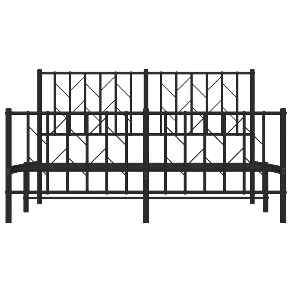vidaXL Metal Bed Frame without Mattress with Footboard Black 135x190cm
