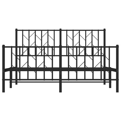 vidaXL Metal Bed Frame without Mattress with Footboard Black 135x190cm