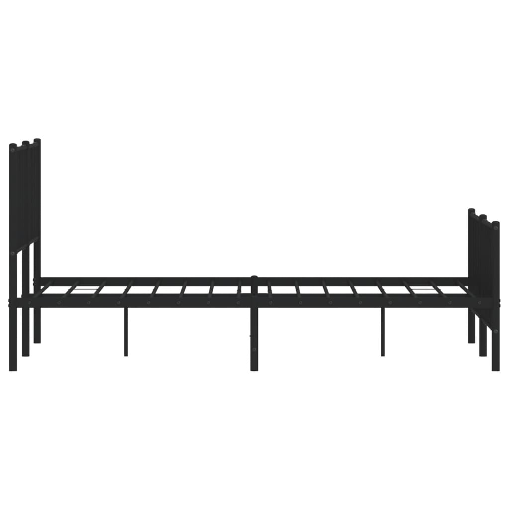 vidaXL Metal Bed Frame without Mattress with Footboard Black 135x190cm